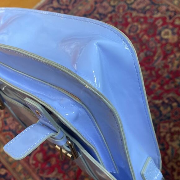 Heys Garden Party Mini Messenger Crossbody Bag Blue Patent Leather - Picture 7 of 14